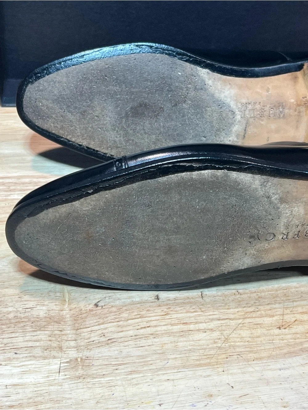 Aubercy Paris Men's Black Leather Punch Cap Toe Oxfords UK11.5/US12.5M w/ Trees